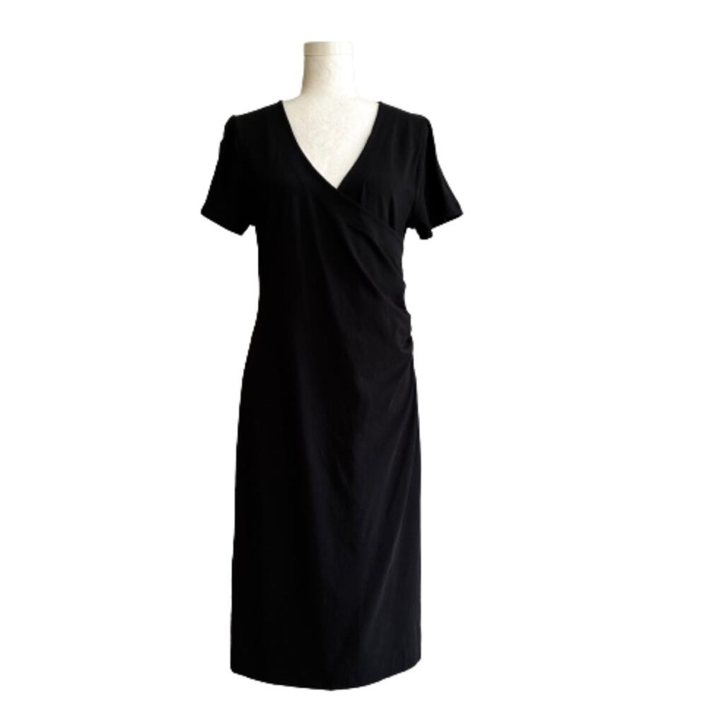 Soft Surroundings Dress Black Shapely Anywhere Short Sleeve Ruched Small